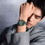Emporio Armani Three Hand Green Dial Silver Steel Strap Watch For Men - AR11338 Authentic Buy Shop Now