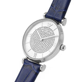 Emporio Armani Gianni T Bar Quartz Crystals Silver Dial Blue Leather Strap Watch For Women - AR11344 Authentic Buy Shop Now