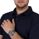 Emporio Armani Giovanni Chronograph Blue Dial Grey Steel Strap Watch For Men - AR11348 Authentic Buy Shop Now
