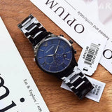 Emporio Armani Giovanni Chronograph Blue Dial Grey Steel Strap Watch For Men - AR11348 Authentic Buy Shop Now