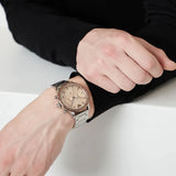Emporio Armani Mario Chronograph Beige Dial Silver Steel Strap Watch For Men - AR11352 Authentic Buy Shop Now