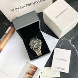 Emporio Armani Diver Chronograph Green Dial Two Tone Steel Strap Watch For Men - AR11361 Authentic Buy Shop Now