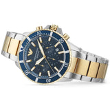 Emporio Armani Mario Chronograph Blue Dial Two Tone Steel Strap Watch For Men - AR11362 Authentic Buy Shop Now