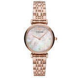 Emporio Armani Gianni T Bar Quartz Mother of Pearl Dial Rose Gold Steel Strap Watch For Women - AR11385 Authentic Buy Shop Now