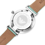 Emporio Armani Gianni T Bar Mother Of Pearl Blue Dial Blue Leather Strap Watch For Women - AR1959 Authentic Buy Shop Now