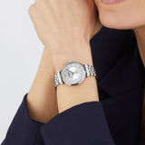 Emporio Armani Gianni T-Bar Quartz Silver Dial Silver Steel Strap Watch For Women - AR11445 Authentic Buy Shop Now