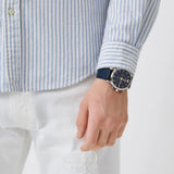 Emporio Armani Luigi Chronograph Blue Dial Blue Leather Strap Watch For Men - AR11451 Authentic Buy Shop Now
