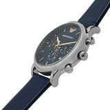 Emporio Armani Luigi Chronograph Blue Dial Blue Leather Strap Watch For Men - AR11451 Authentic Buy Shop Now