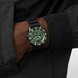 Emporio Armani Diver Chronograph Quartz Green Dial Black Silicon Strap Watch For Men - AR11463 Authentic Buy Shop Now