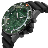 Emporio Armani Diver Chronograph Quartz Green Dial Black Silicon Strap Watch For Men - AR11463 Authentic Buy Shop Now