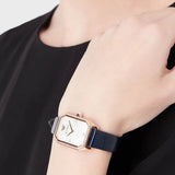 Emporio Armani Gianni T Bar Quartz Mother of Pearl Dial Blue Leather Strap Watch For Women - AR11466 Authentic Buy Shop Now