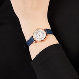 Emporio Armani Gianni T-Bar Analog Mother of Pearl Dial Blue Leather Strap Watch For Women - AR11468 Authentic Buy Shop Now