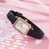 Emporio Armani Gianni T Bar Crystals Silver Dial Blue Leather Strap Watch For Women - AR11469 Authentic Buy Shop Now