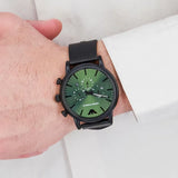 Emporio Armani Luigi Chronograph Green Dial Black Mesh Bracelet Watch For Men - AR11470 Authentic Buy Shop Now