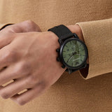 Emporio Armani Luigi Chronograph Green Dial Black Mesh Bracelet Watch For Men - AR11470 Authentic Buy Shop Now