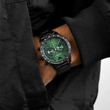 Emporio Armani Mario Chronograph Green Dial Black Steel Strap Watch For Men - AR11472 Authentic Buy Shop Now