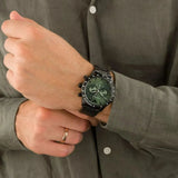 Emporio Armani Mario Chronograph Green Dial Black Steel Strap Watch For Men - AR11472 Authentic Buy Shop Now