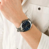Emporio Armani Chronograph Quartz Blue Dial Grey Steel Strap Watch For Men - AR11481 Authentic Buy Shop Now