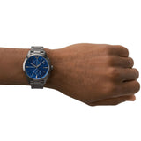 Emporio Armani Chronograph Quartz Blue Dial Grey Steel Strap Watch For Men - AR11481 Authentic Buy Shop Now