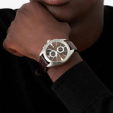 Emporio Armani Claudio Chronograph Brown Dial Brown Leather Strap Watch For Men - AR11482 Authentic Buy Shop Now