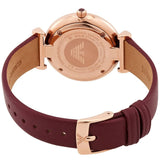 Emporio Armani Gianni T Bar Crystals Maroon Dial Maroon Leather Strap Watch for Women - AR11487 Authentic Buy Shop Now