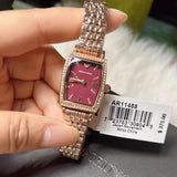 Emporio Armani Two Hand Diamonds Burgundy Dial Rose Gold Steel Strap Watch For Women - AR11488 Authentic Buy Shop Now