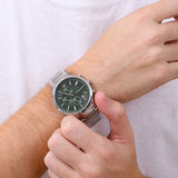 Emporio Armani Renato Chronograph Green Dial Silver Steel Strap Watch For Men - AR11507 Authentic Buy Shop Now
