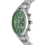 Emporio Armani Renato Chronograph Green Dial Silver Steel Strap Watch For Men - AR11507 Authentic Buy Shop Now