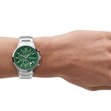 Emporio Armani Renato Chronograph Green Dial Silver Steel Strap Watch For Men - AR11507 Authentic Buy Shop Now