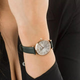 Emporio Armani Pro Planet Analog Silver Dial Green Leather Strap Watch For Women - AR11517 Authentic Buy Shop Now