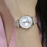Emporio Armani Gianni T Bar Crystals Silver Dial Brown Leather Strap Watch For Women - AR11518 Authentic Buy Shop Now