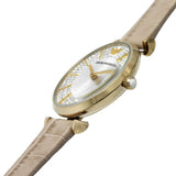 Emporio Armani Gianni T Bar Crystals Silver Dial Brown Leather Strap Watch For Women - AR11518 Authentic Buy Shop Now