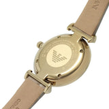 Emporio Armani Gianni T Bar Crystals Silver Dial Brown Leather Strap Watch For Women - AR11518 Authentic Buy Shop Now