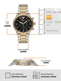 Emporio Armani Analog Chronograph Black Dial Two Tone Steel Strap Watch For Men - AR11521 Authentic Buy Shop Now