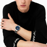 Emporio Armani Claudio Chronograph Blue Dial Silver Steel Strap Watch For Men - AR11541 Authentic Buy Shop Now