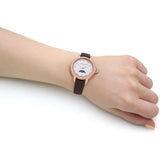 Emporio Armani Mia Moonphase Silver Dial Brown Leather Strap Watch For Women - AR11568 Authentic Buy Shop Now