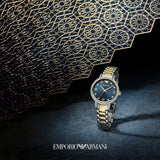 Emporio Armani Cleo Blue Dial Two Tone Steel Strap Watch for Women - AR11576 Authentic Buy Shop Now