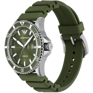 Emporio Armani World Explorer Green Dial Green Silicone Strap Watch for Men - AR11638 Authentic Buy Shop Now