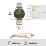 Emporio Armani Minimalist Green Dial Silver Steel Strap Watch for Men - AR11644 Authentic Buy Shop Now