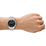 Emporio Armani Ruggero Chronograph Black Dial Silver Steel Strap Watch for Men - AR11691 Authentic Buy Shop Now