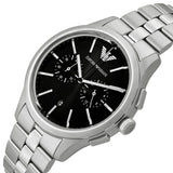 Emporio Armani Ruggero Chronograph Black Dial Silver Steel Strap Watch for Men - AR11691 Authentic Buy Shop Now