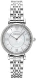 Emporio Armani Gianni T-Bar Mother of Pearl Dial Silver Steel Strap Watch for Women - AR11701 Authentic Buy Shop Now