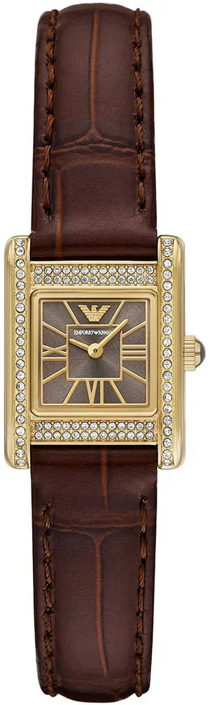Emporio Armani Gianni T-Bar Brown Dial Brown Leather Strap Watch for Women - AR11705 Authentic Buy Shop Now
