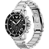 Emporio Armani World Explorer Black Dial Silver Steel Strap Watch for Men - AR11739 Authentic Buy Shop Now