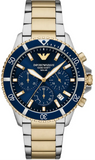 Emporio Armani World Explorer Chronograph Blue Dial Two Tone Steel Strap Watch for Men - AR11740 Authentic Buy Shop Now