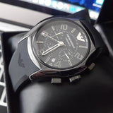 Emporio Armani Valente Large Chronograph Black Dial Black Silicone Strap Watch for Men - AR1430 Authentic Buy Shop Now