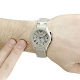 Emporio Armani Valente Chronograph Grey Dial Grey Steel Strap Watch For Men - AR1460 Authentic Buy Shop Now