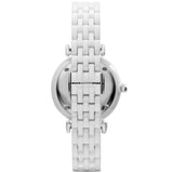 Emporio Armani Giannti T Bar Quartz Mother of Pearl Dial White Steel Strap Watch For Women - AR1485 Authentic Buy Shop Now