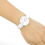 Emporio Armani Giannti T Bar Quartz Mother of Pearl Dial White Steel Strap Watch For Women - AR1485 Authentic Buy Shop Now