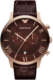 Emporio Armani Classic Large Chronograph Brown Dial Brown Leather Strap Watch for Men - AR1616 Authentic Buy Shop Now